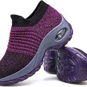 Unisex Purple/Black Mesh Slip on shoes sz 40